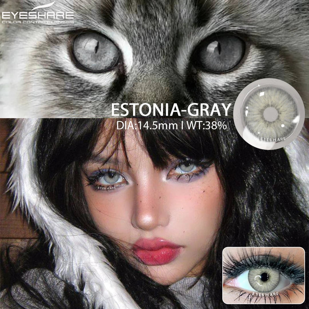 YOUMIKA  -  Natural Colored Contact Lenses Gray Color Contacts for Eyes Fashion Blue Lenses Eyes Contact Yearly 2pcs Contact Lens