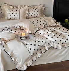 YOUMIKA  -  Cute fashion polka dot bedding set,full queen king vintage kawaii ruffled cotton home textile bed sheet pillow case duvet cover