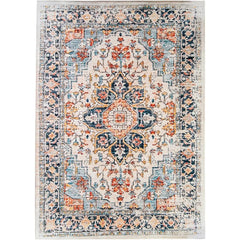 YOUMIKA  -  Machine Washable Rug 8'x10' Vintage Design Area Rugs with Non Slip for Woven Carpet Stain Resistant,Rug for bedroom, Blue