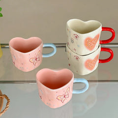 YOUMIKA  -  Korean Girl's Beloved Ceramic Mug with High Aesthetic Value Milk Coffee Breakfast Cup Girl's Gift