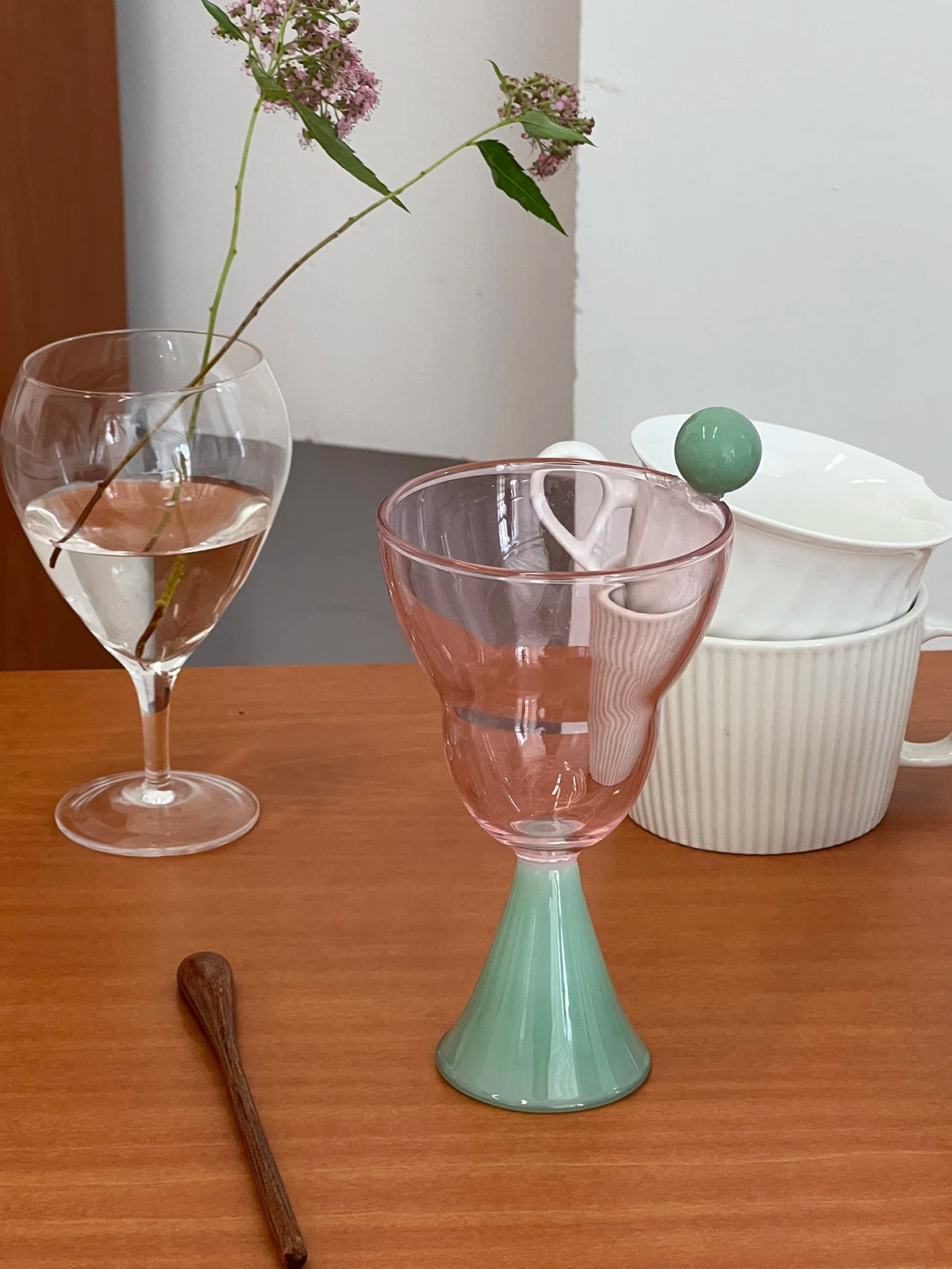 YOUMIKA  -  Design Sugar Bean Goblet Glass Water Glass Dessert Glass Champagne Glass Gift Bubble Cup Glassware for Drinking Cocktail Glass