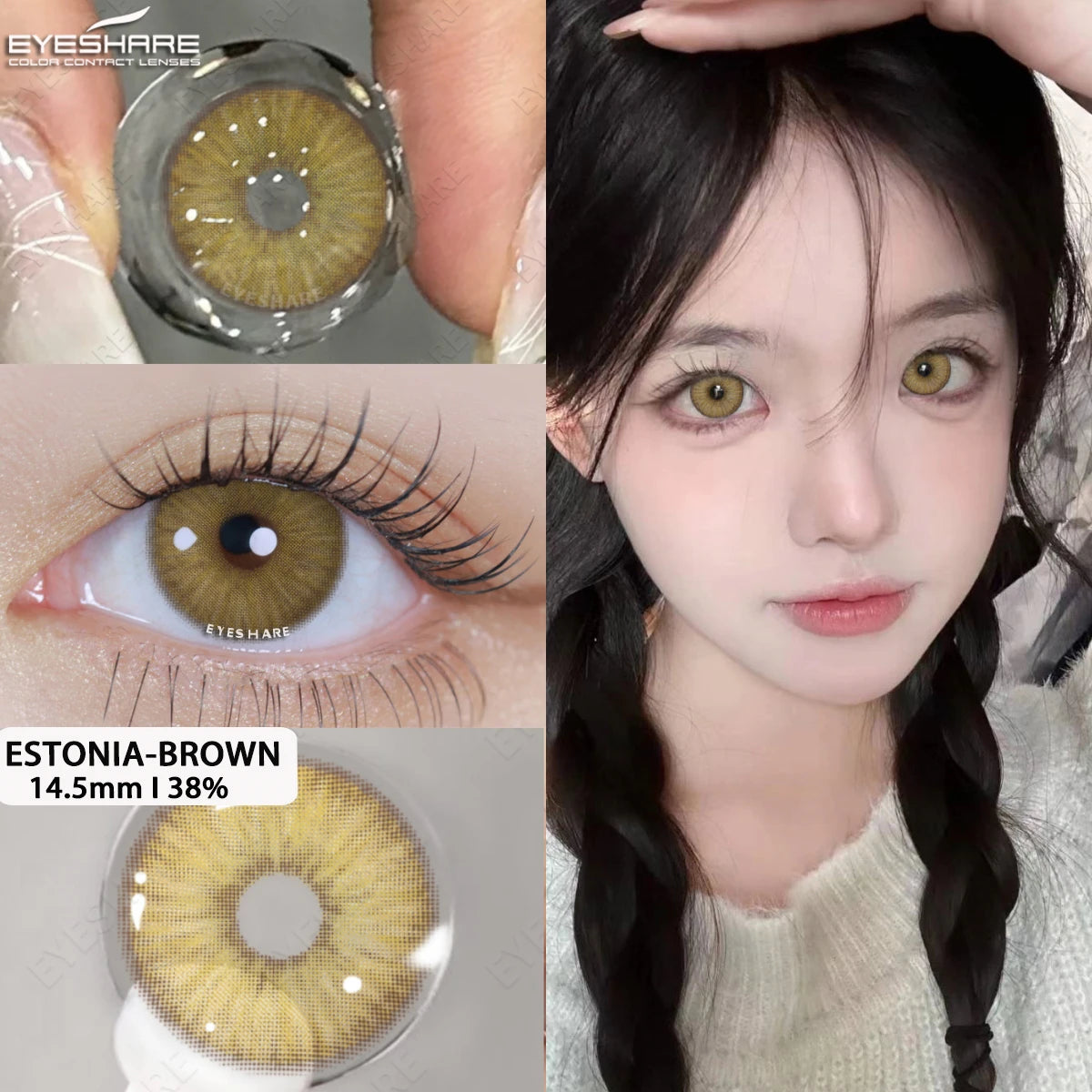 YOUMIKA  -  New 1 Pair Colored Contact Lenses for Brown Lens Big Eyes Green Contacts Lenses Fashion Blue Eyes Contacts Gray Lenses