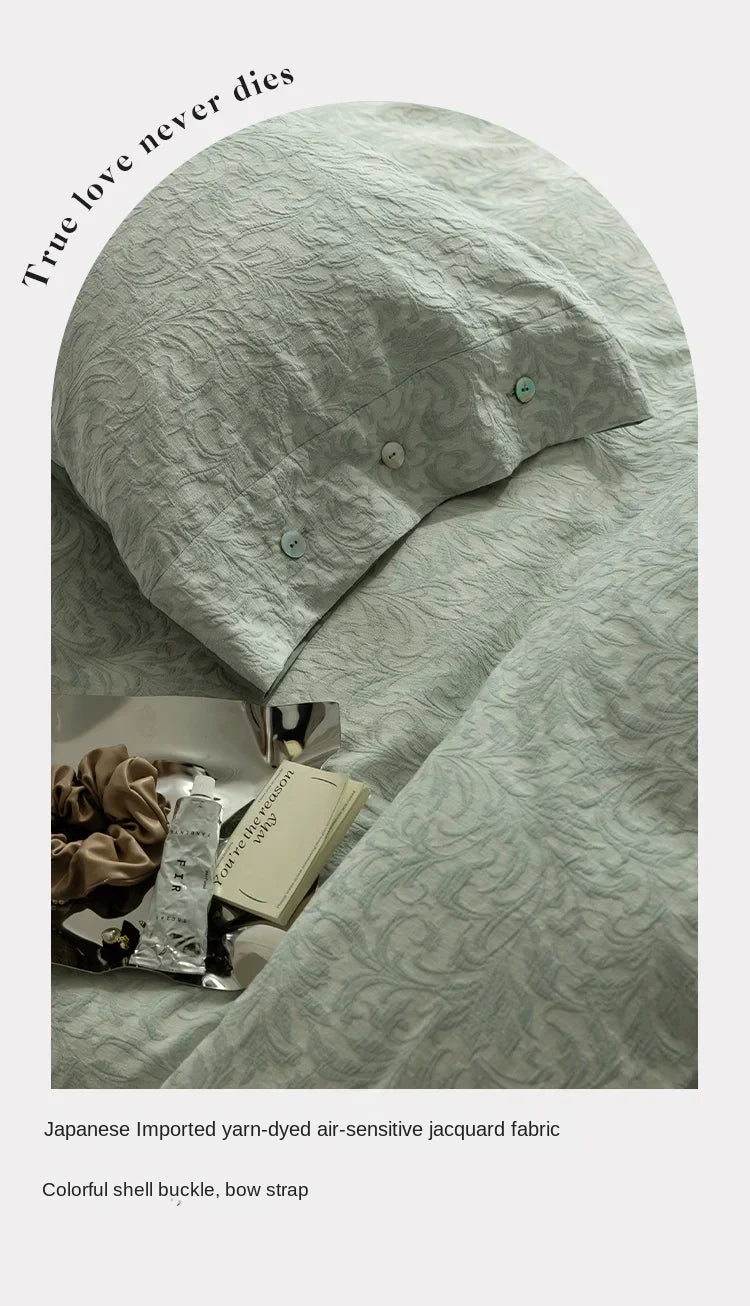 YOUMIKA  -  Cotton Washed Jacquard Four Piece Set with Art Retro Style All Cotton American Bed Sheet and Quilt Cover