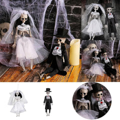 YOUMIKA  -  Halloween Skeleton Hanging Ornaments Bride And Groom Skull Bone Halloween Party Decorations for Home Haunted House Horror Props