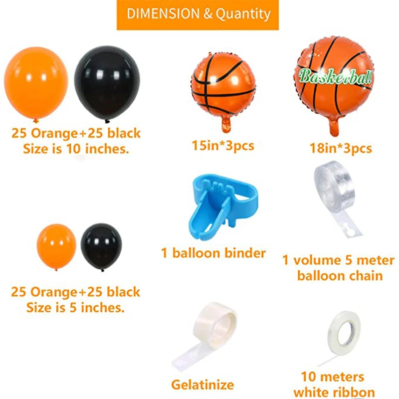 YOUMIKA   -  110 Pieces Basketball Theme Balloon Garland Arch Kit For Basketball Sports Theme Party Baby Shower Birthday Party Supplies