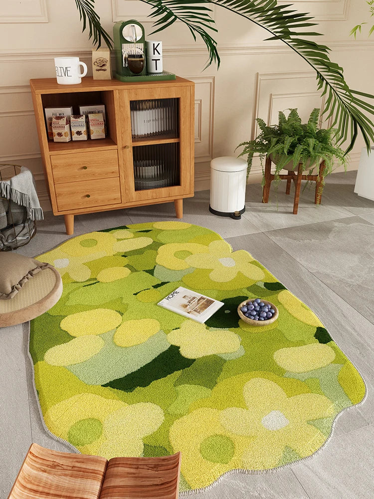 YOUMIKA  -  Light Luxury Carpets for Living Room Home Irregular Plush Floor Mat Plant Pattern Bedroom Decor Carpet Fluffy Soft Cloakroom Rug