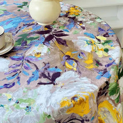 YOUMIKA  -  Impressionist Oil Painting Tablecloth Party Decor Retro Luxury Table Cover Abstract Printed Rectangular Table Cloth