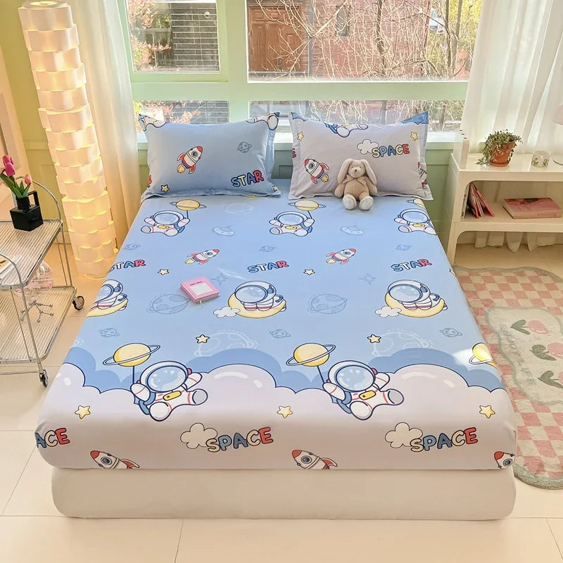 YOUMIKA  -  100% Cotton Fitted Sheet постельное белье Cartoon Bed Sheet for Double Bed Cotton Bed Linen(Pillowcase need order)