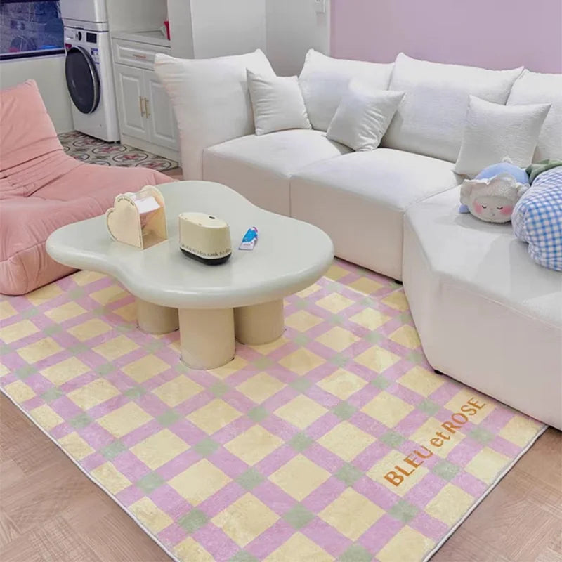 YOUMIKA  -  Carpet for Living Room Cute Plaid Home Decoration Large Area  Coffee Tables Bedroom Plush Mat Cloakroom Fluffy Rug