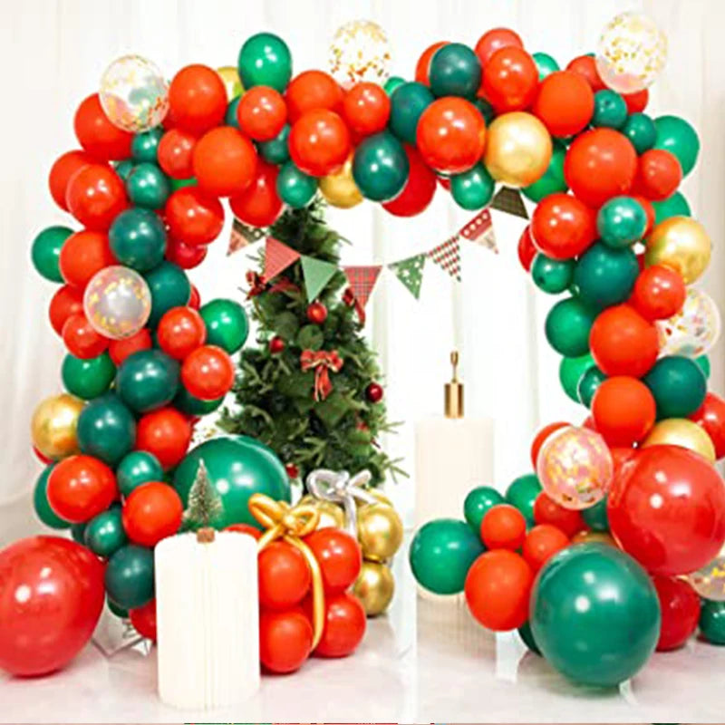 YOUMIKA  -  New Merry Christmas Balloon Arch Garland Kit Santa Decor Ballon Supplies For Xmas New Year Party Home Garden Party Decor