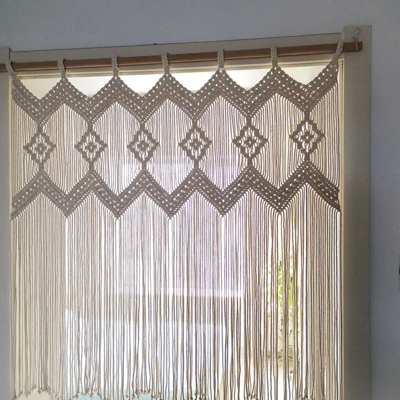 YOUMIKA  -  Macrame Doorway Curtains Wall Hanging Window Curtain Panels Closet Room Divider Boho Wedding Backdrops Wall Pediments Home Decor