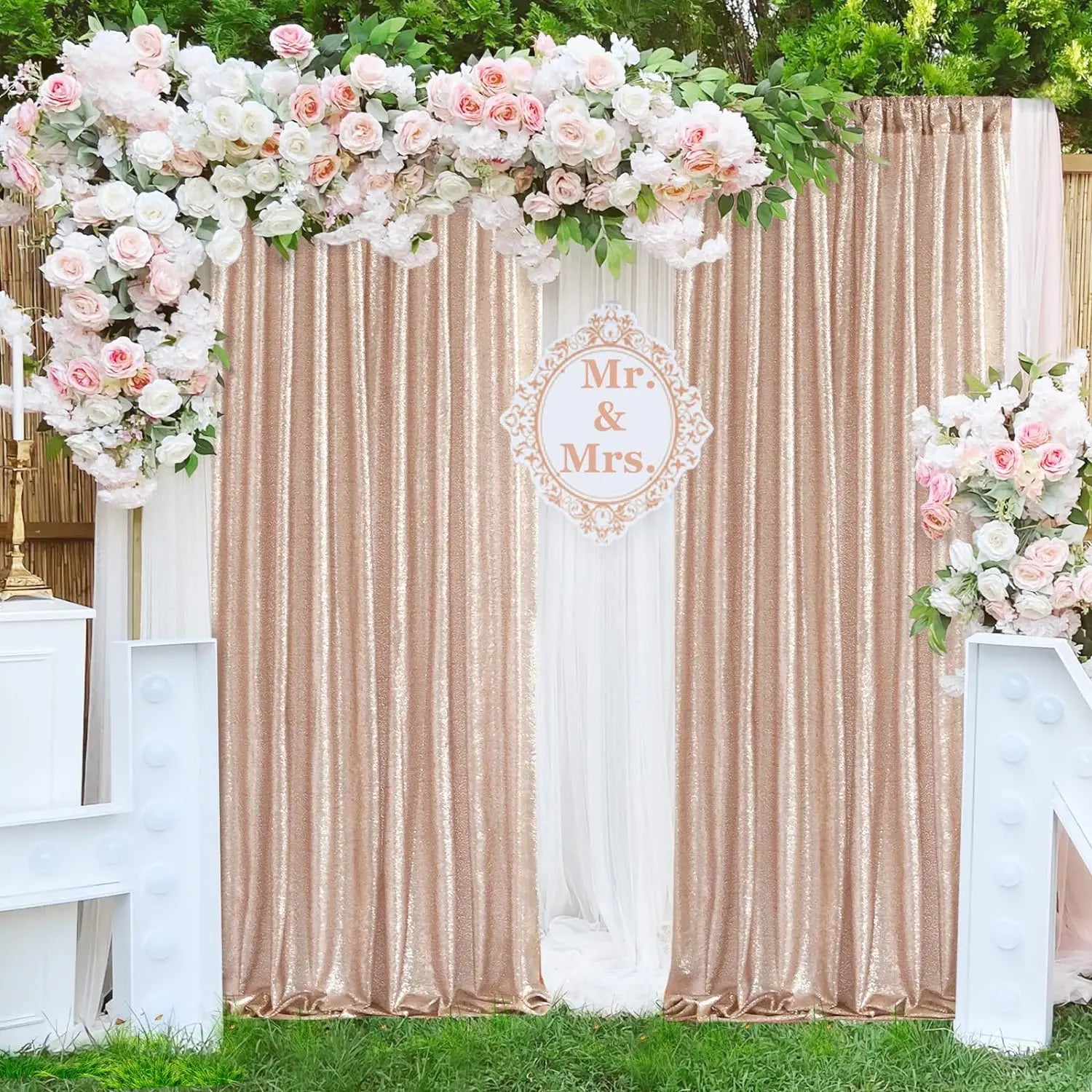 YOUMIKA  -  New Arrive Blush Brown Balloons Arch Garland With Sequin Backdrop Curtains For Birthday Wedding Garden Tea Party Decorations