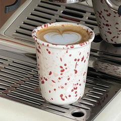 YOUMIKA  -  Vintage Splashed Ceramic Hand-held Cup Coffee Latte Art  Breakfast Milk Cup Cold Brew Household Water Cup