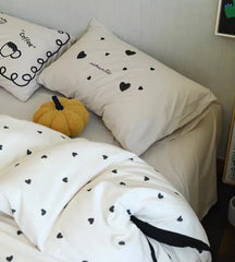 YOUMIKA  -  Fashion cool cute sweet heart black bedding set teen,twin full queen trend cotton home textile bed sheet pillow case quilt cover