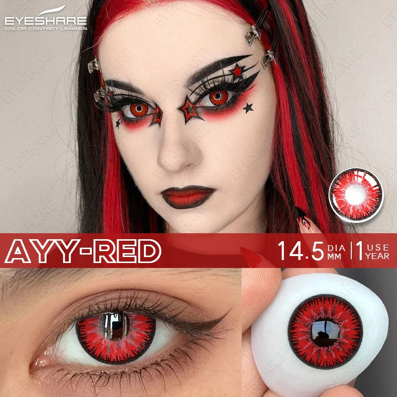 YOUMIKA  -  Halloween Contact Lenses 1Pair Color Contact Lenses for Eyes Red Lenses Cosplay Colored Lenses Blue Eye Contacts Yearly