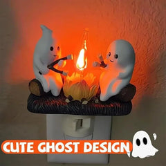 YOUMIKA  -  Ghost Campfire Flickering Night Light EU/US/UK Plug in 2024 New Funny Cute Chost Lamp for Kids Room Halloween Party Decorations