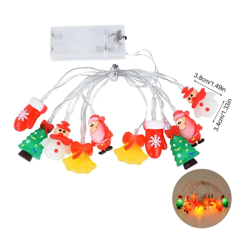 YOUMIKA  -  1.5M Christmas LED String Light Santa Claus Snowman Xmas Tree Ornaments Christmas Mood Lights Glitter Lights Decoration