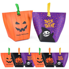 YOUMIKA  -  10Pcs Halloween Pumpkin Candy Gift Box Cookie Snack Packaging Bag Kids Trick or Treat Favors Halloween Party Decoration Supplies