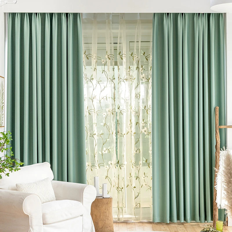 YOUMIKA  - Leaf Embroidered Sheer Curtain for Living Room Window, Crushed Door Screen, Gauze Voile Tulle, Rod Process, 1 Panel, TJ6971