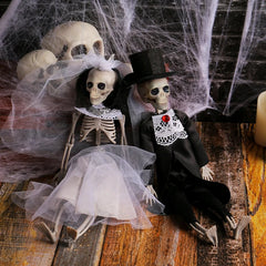 YOUMIKA  -  Halloween Skeleton Couple Ornament Skull Bone Bride And Groom Hanging Decoration for Home Haunted House Horror Props Bar Decor