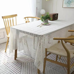 YOUMIKA  -  Woven Hollow Tablecloth Coffee Table Tablecloth Pad Sen Piano Towel Shot White High-quality Decoration Shooting Background Cloth