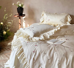 YOUMIKA  -  Vintage elegant pastoral flower embroidery beding set girl,full queen king cotton home textile bed sheet pillow case quilt cover