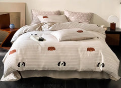 YOUMIKA  -  Cute Cartoon Dog Stripes Bedding Set 1.2 1.5 1.8 2.0,twin Full Queen King Lovely Home Textile Bed Sheet Pillow Case Duvet Cover