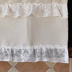 YOUMIKA  -  Boho Short Curtains Linen Textured with Lace Edges Rod Pocket Window Curtain for Cafe Kitchen Over Sink Living Room Bedroom Home