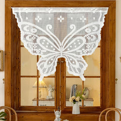 YOUMIKA  -  White Lace Mesh Creative Butterfly Shape Design Tulle Short Curtains For Room, Small Household Windows, Garden Cabinets,  Decor