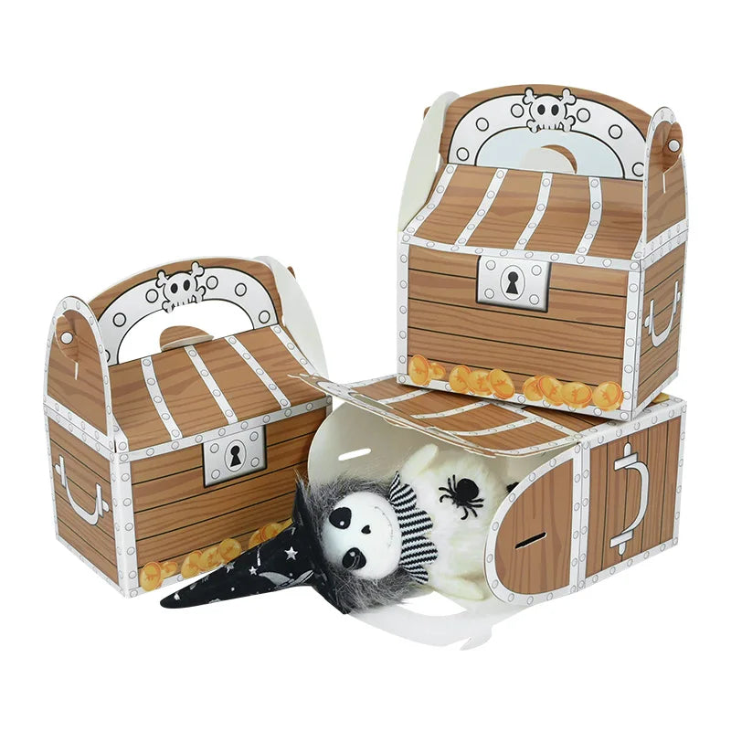 YOUMIKA  -  5Pcs Pirate Treasure Chest Candy Gift Box Bag for Halloween Kids Birthday Party Cookie Dessert Packing Christmas Decorations