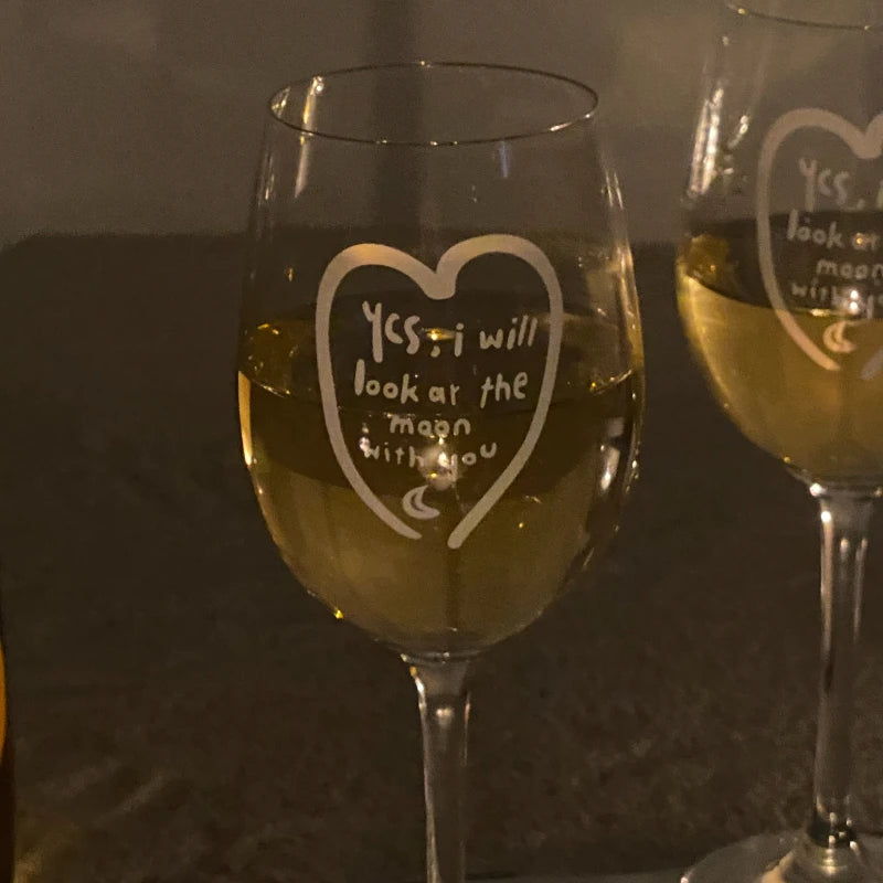 YOUMIKA  -  Summer Night Couple Wine Glass Crystal Glass Korean Love Letter Tall Cup Champagne Glasses