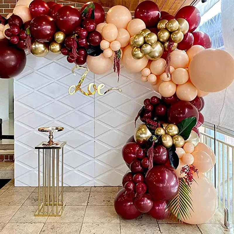 YOUMIKA  -  Burgundy and Gold Balloon Garland Arch Kit for Valentines Day Wedding Bachelorette Birthday Bridal Baby Shower Decoration