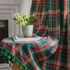 YOUMIKA  -  Curtains for Living Room Green Plaid Yarn-dyed American Finished Kitchen Bay Window Curtain Semi Blackout Cortinas Para La Sala