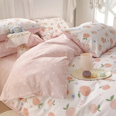 YOUMIKA  -  Cotton small fresh bedding set four-piece spring and autumn cotton four-piece bed linen quilt cover bed sheets and pillowcases