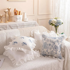 YOUMIKA  -  Cotton Ruffled Edge Cushion Cover Soft Pillow Cover Decorative Throw Pillow Cover For Couch Sofa Bed Pillowcase