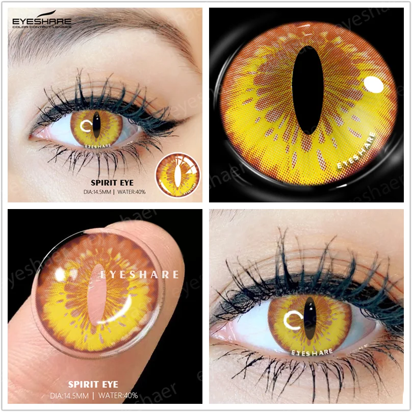 YOUMIKA  -  2pcs Crazy Style Color Contact Lenses For Eyes Cosplay Colored Lenses Yellow Contact Lens Yearly Halloween Contact Lens