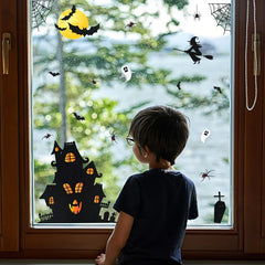 YOUMIKA  -  3Packs Halloween Window Stickers Bat Ghost Pumpkin Glass Wall Sticker Kids Favors Halloween Party Home Decoration Haunted House