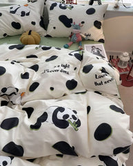 YOUMIKA  -  Cute cartoon panda green black bedding set teen kid,twin full queen kawaii cotton home textile bed sheet pillow case quilt cover