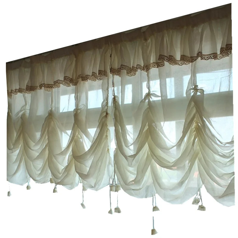 YOUMIKA  -  Princess wind balloon curtain water wave tila curtain for bay window balcony living room decoration W260cmxH240cm