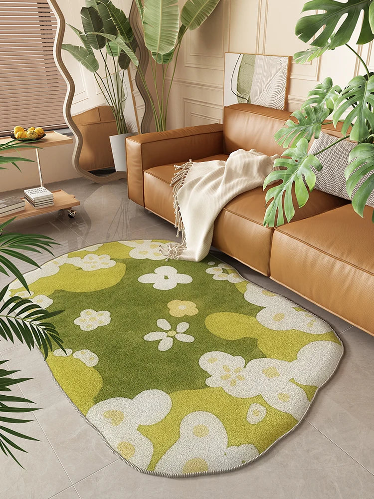 YOUMIKA  -  Light Luxury Carpets for Living Room Home Irregular Plush Floor Mat Plant Pattern Bedroom Decor Carpet Fluffy Soft Cloakroom Rug