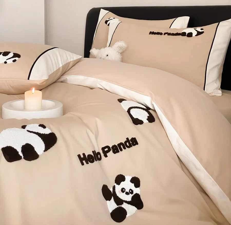 YOUMIKA  -  Cute cartoon panda bedding set 1.5 1.8 2.0 kid teen,full queen king lovely cotton home textile bed sheet pillow case quilt cover