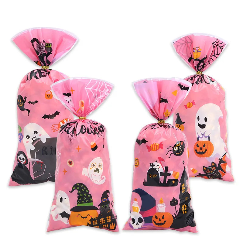 YOUMIKA  -  50pcs cartoon Halloween Pumpkin Ghost Cellophane Treat Bags Trick Or Treat Candy Bag for Kids Halloween party favor Gift Packing