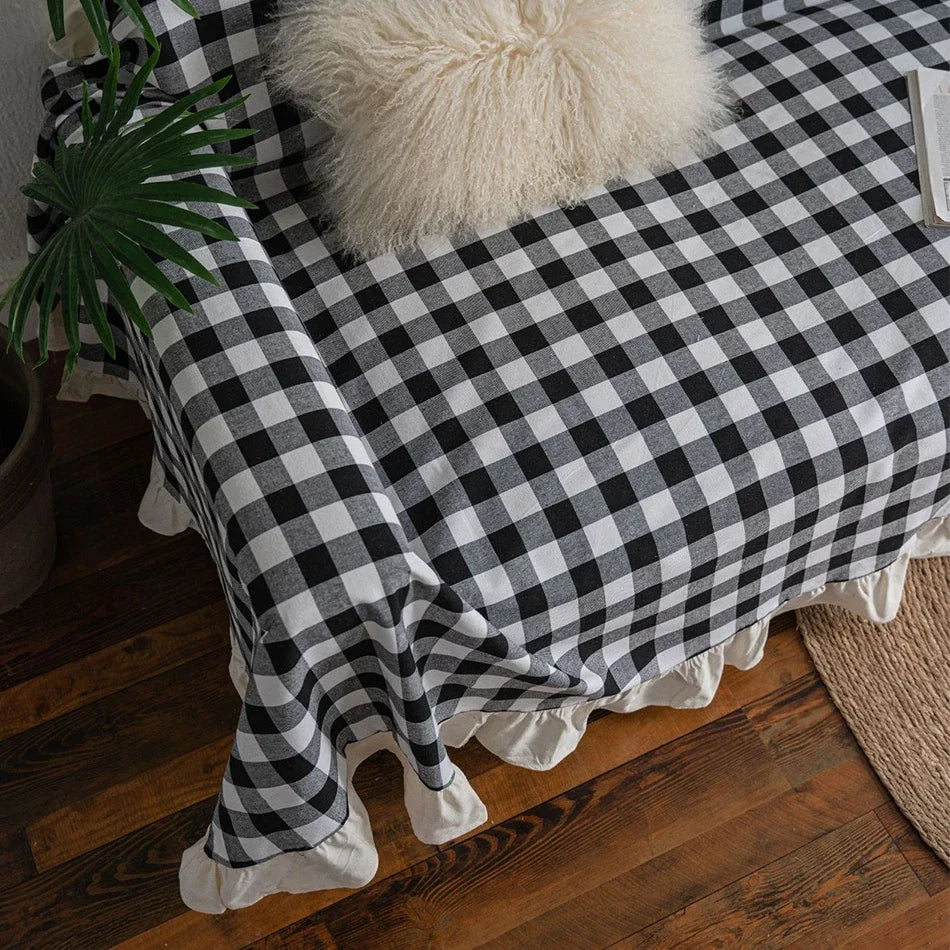 YOUMIKA  -  Black White Cotton Sofa Cover Blanket Sofa Towel for Living Room Furniture Decor Tapestry Couch Cover for Sofas