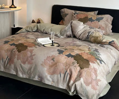 YOUMIKA  -  Romantic vintage pastoral flower bedding set,full queen king retro nordic cotton home textile bed sheet pillow case duvet cover