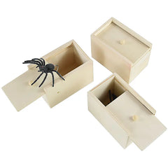 YOUMIKA  -  Tricky Toy Simulation Spider with Wooden Box Creative Haunted House Horror Props Halloween Party Decor Kids Prank Joke Toy Gift