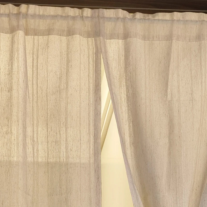 YOUMIKA  -  Farmhouse Striped Curtains 1 Panel for Living Room Cream Cotton Linen Window Drapes Semi Blackout Boho Curtains with Rod Pockets