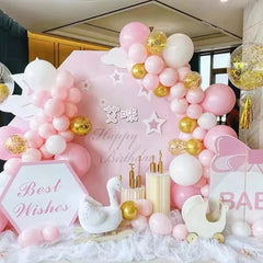 YOUMIKA   -  133pcs Pink and Gold Balloons Garland Kit Balloons Arch for Girls Baby Shower Birthday Wedding Party Decorations