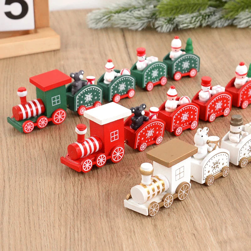 YOUMIKA  -  Christmas Wooden Train Merry Christmas Decorations for Home 2024 Xmas Tree Ornament  Navidad Noel Kids Gift Happy New Year 2025