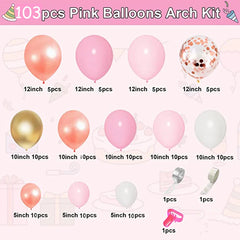 YOUMIKA  -  Light Pink Rose Gold Confetti Balloons Garland Arch Kit for Women Girls Birthday Baby Shower Wedding Mother's Party Decorations