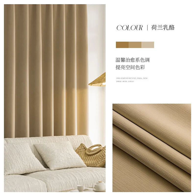 YOUMIKA  -  Simple Living Room Drape Large Area Bay Window Drapes Home Bedroom Soundproof Curtains Hotel Blackout Curtain High-shading 90%